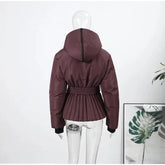 Women  Fur Collar Hooded Skiwear Fashion Solid Thicken Zipper High Waist Slim Outdoor Overalls Jumpsuit  Lady Winter Outwear SHOPEZRA L.L.C.