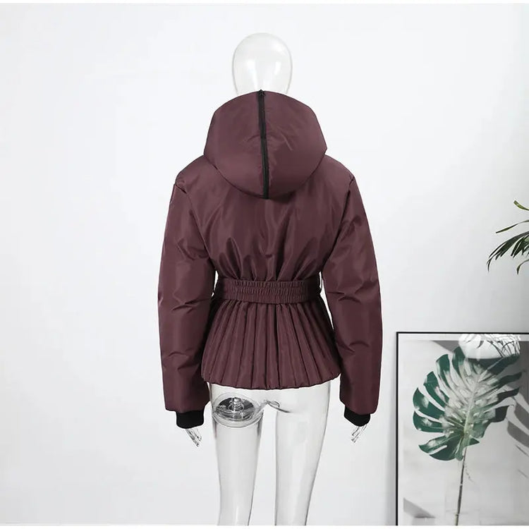 Women  Fur Collar Hooded Skiwear Fashion Solid Thicken Zipper High Waist Slim Outdoor Overalls Jumpsuit  Lady Winter Outwear SHOPEZRA L.L.C.