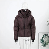 Women  Fur Collar Hooded Skiwear Fashion Solid Thicken Zipper High Waist Slim Outdoor Overalls Jumpsuit  Lady Winter Outwear SHOPEZRA L.L.C.