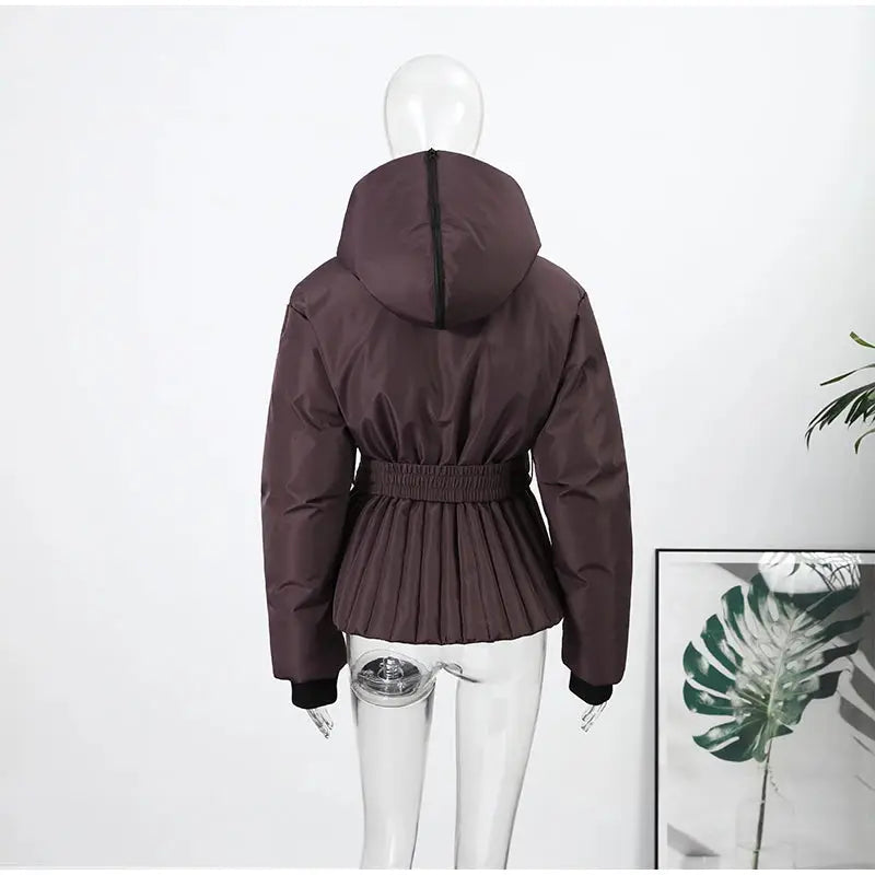 Women  Fur Collar Hooded Skiwear Fashion Solid Thicken Zipper High Waist Slim Outdoor Overalls Jumpsuit  Lady Winter Outwear SHOPEZRA L.L.C.