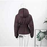 Women  Fur Collar Hooded Skiwear Fashion Solid Thicken Zipper High Waist Slim Outdoor Overalls Jumpsuit  Lady Winter Outwear SHOPEZRA L.L.C.