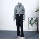 Women  Fur Collar Hooded Skiwear Fashion Solid Thicken Zipper High Waist Slim Outdoor Overalls Jumpsuit  Lady Winter Outwear SHOPEZRA L.L.C.