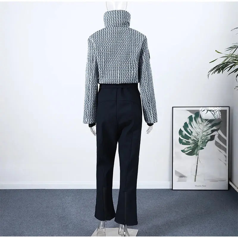 Women  Fur Collar Hooded Skiwear Fashion Solid Thicken Zipper High Waist Slim Outdoor Overalls Jumpsuit  Lady Winter Outwear SHOPEZRA L.L.C.