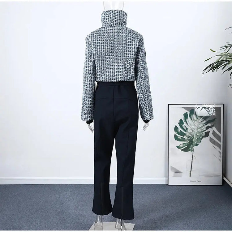 Women  Fur Collar Hooded Skiwear Fashion Solid Thicken Zipper High Waist Slim Outdoor Overalls Jumpsuit  Lady Winter Outwear SHOPEZRA L.L.C.