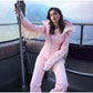 Women  Fur Collar Hooded Skiwear Fashion Solid Thicken Zipper High Waist Slim Outdoor Overalls Jumpsuit  Lady Winter Outwear SHOPEZRA L.L.C.