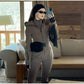 Women  Fur Collar Hooded Skiwear Fashion Solid Thicken Zipper High Waist Slim Outdoor Overalls Jumpsuit  Lady Winter Outwear SHOPEZRA L.L.C.