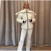 Women  Fur Collar Hooded Skiwear Fashion Solid Thicken Zipper High Waist Slim Outdoor Overalls Jumpsuit  Lady Winter Outwear SHOPEZRA L.L.C.