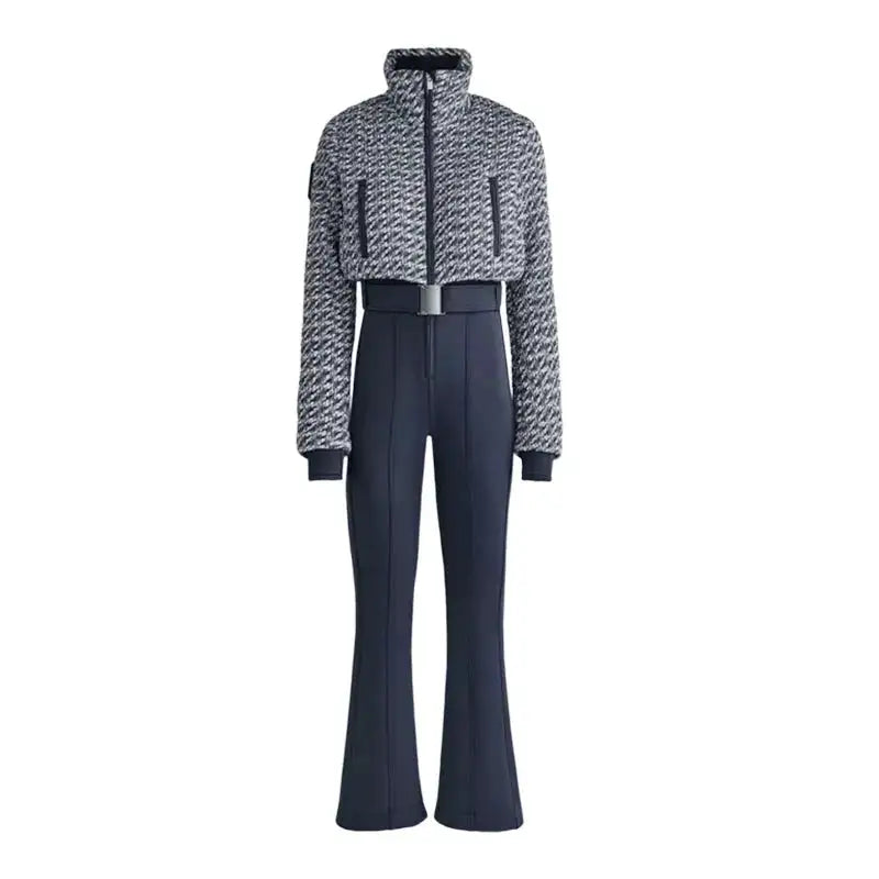 Women Fur Collar Hooded Skiwear Fashion Solid Thicken Zipper High Waist Slim Outdoor Overalls Jumpsuit Lady Winter Outwear by Dropshipman