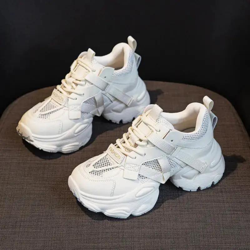 Thick-Soled Dad Shoes for Women 2025 Summer New Versatile Height-Increasing Breathable Mesh Sports Casual Shoes Platform Heel by Dropshipman