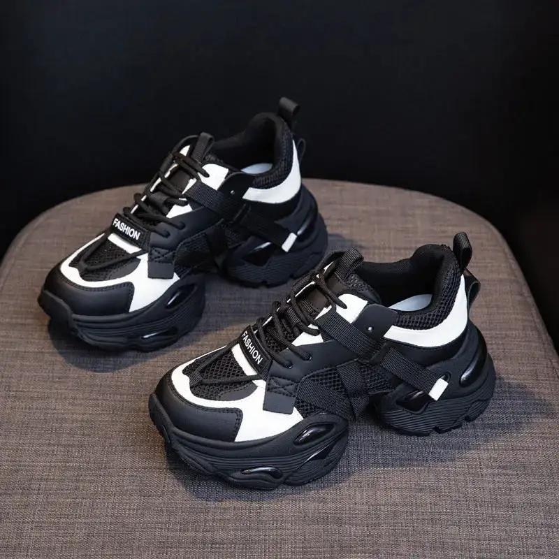 Thick-Soled Dad Shoes for Women 2025 Summer New Versatile Height-Increasing Breathable Mesh Sports Casual Shoes Platform Heel by Dropshipman
