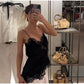 Lace Spliced Square Neck Spaghetti Strap Blouse Loose Fit Cropped 2026 Summer Women Chiffon Top Causal Delicate Lady Blusa SHOPEZRA L.L.C.