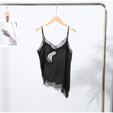 Lace Spliced Square Neck Spaghetti Strap Blouse Loose Fit Cropped 2026 Summer Women Chiffon Top Causal Delicate Lady Blusa SHOPEZRA L.L.C.