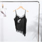 Lace Spliced Square Neck Spaghetti Strap Blouse Loose Fit Cropped 2026 Summer Women Chiffon Top Causal Delicate Lady Blusa SHOPEZRA L.L.C.
