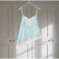 Lace Spliced Square Neck Spaghetti Strap Blouse Loose Fit Cropped 2026 Summer Women Chiffon Top Causal Delicate Lady Blusa SHOPEZRA L.L.C.
