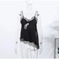 Lace Spliced Square Neck Spaghetti Strap Blouse Loose Fit Cropped 2026 Summer Women Chiffon Top Causal Delicate Lady Blusa SHOPEZRA L.L.C.