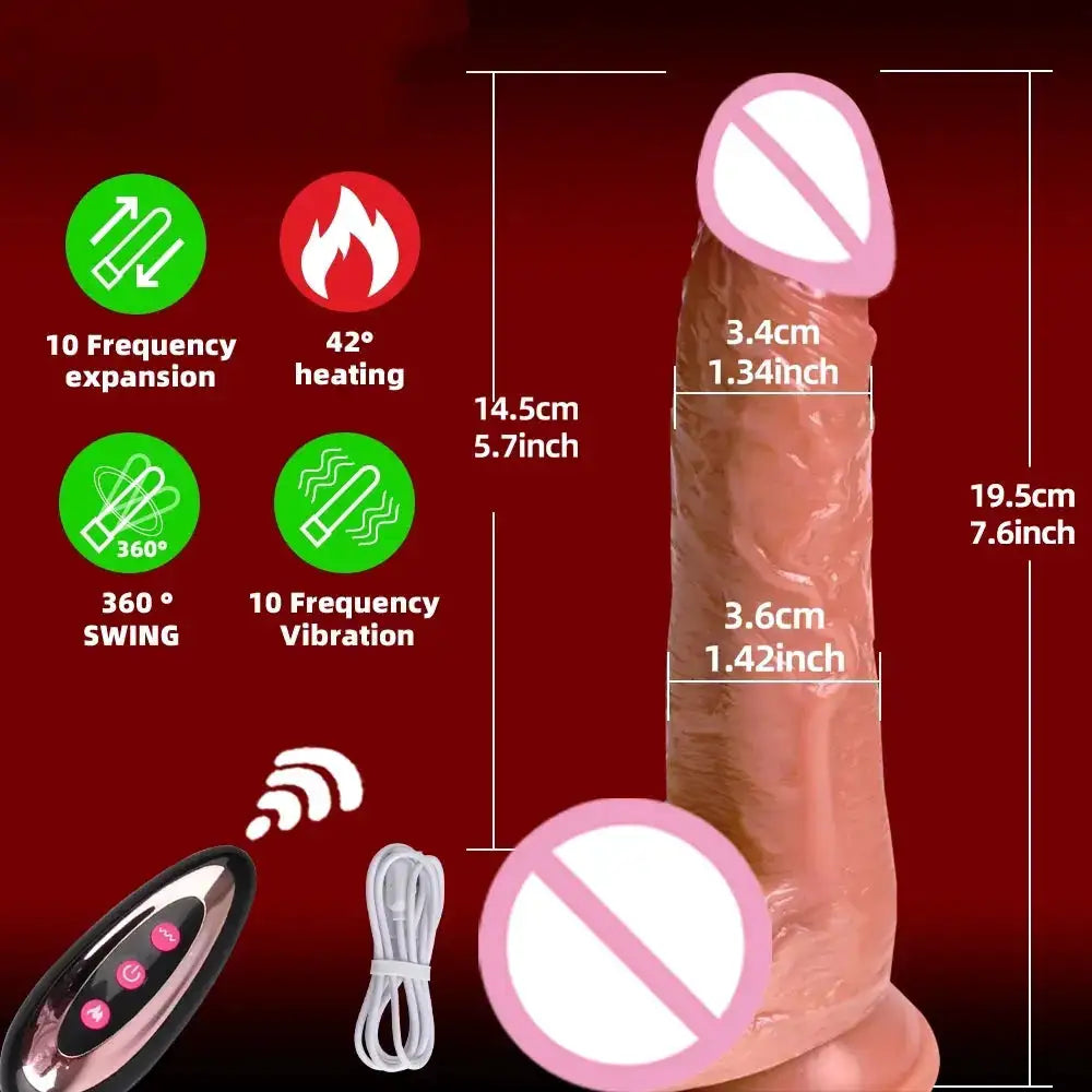 Remote Control Realistic Soft Penis Vibrator Telescopic Dildo Sex Toy for Women Artificial G Spot Thrusting Sexy Toy by Dropshipman
