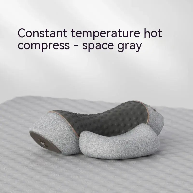 Heated cervical spine care pillow featuring a constant temperature hot compress in space gray.