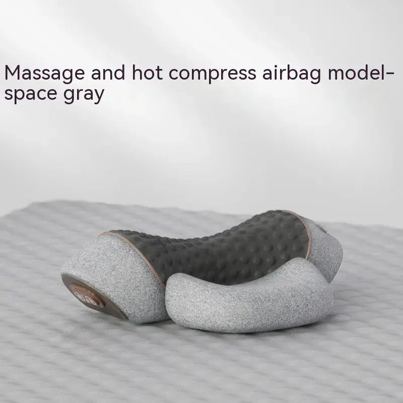 Gray heated cervical spine care pillow by SHOPEZRA L.L.C. designed for neck support and pain relief.