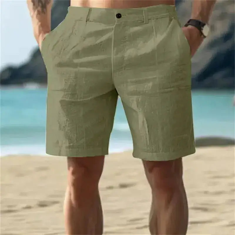 Men's cotton summer shorts from SHOPEZRA L.L.C., breathable solid color casual trousers for fitness and streetwear, available in S-3XL.