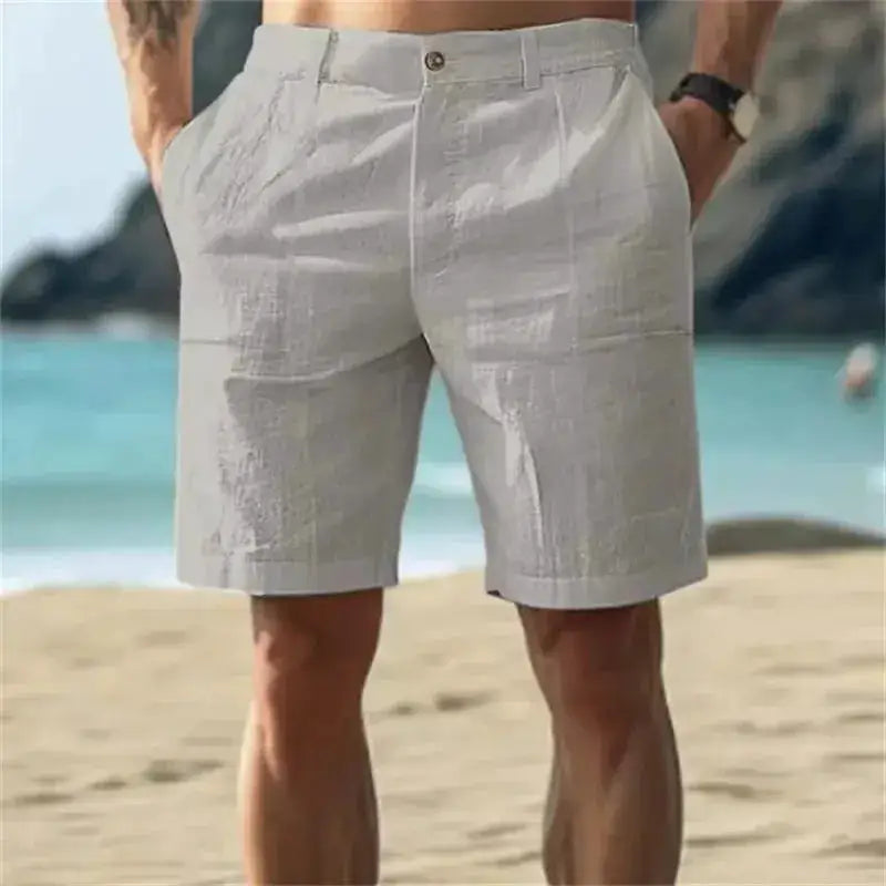 Men's breathable cotton shorts in solid color, summer casual shorts by SHOPEZRA L.L.C., available in sizes S to 3XL.