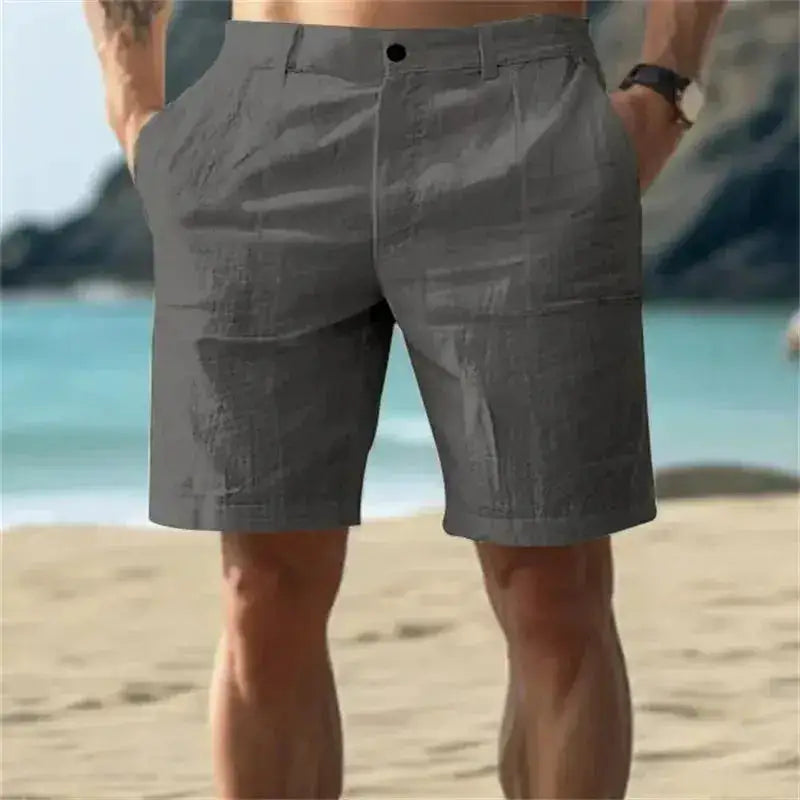 Men's cotton shorts from SHOPEZRA L.L.C., breathable solid color summer trousers, casual streetwear, available in sizes S to 3XL.