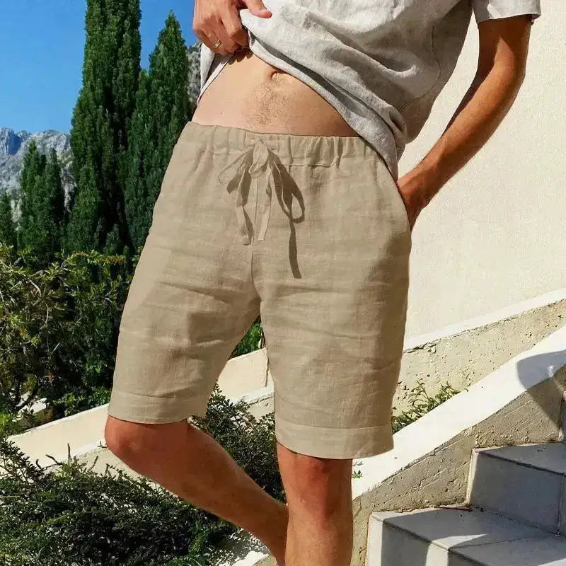 Men's breathable cotton shorts in solid color, summer short trousers, fitness streetwear, available in sizes S-3XL.