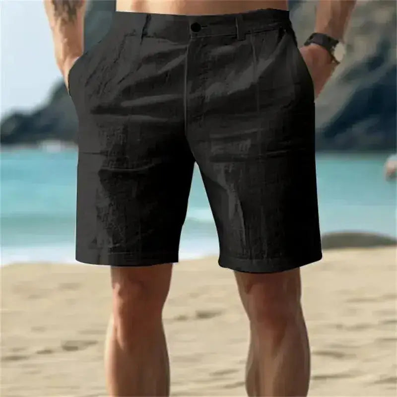 Men's breathable cotton shorts in solid color, summer streetwear trousers by SHOPEZRA L.L.C., shown in size 4XL.