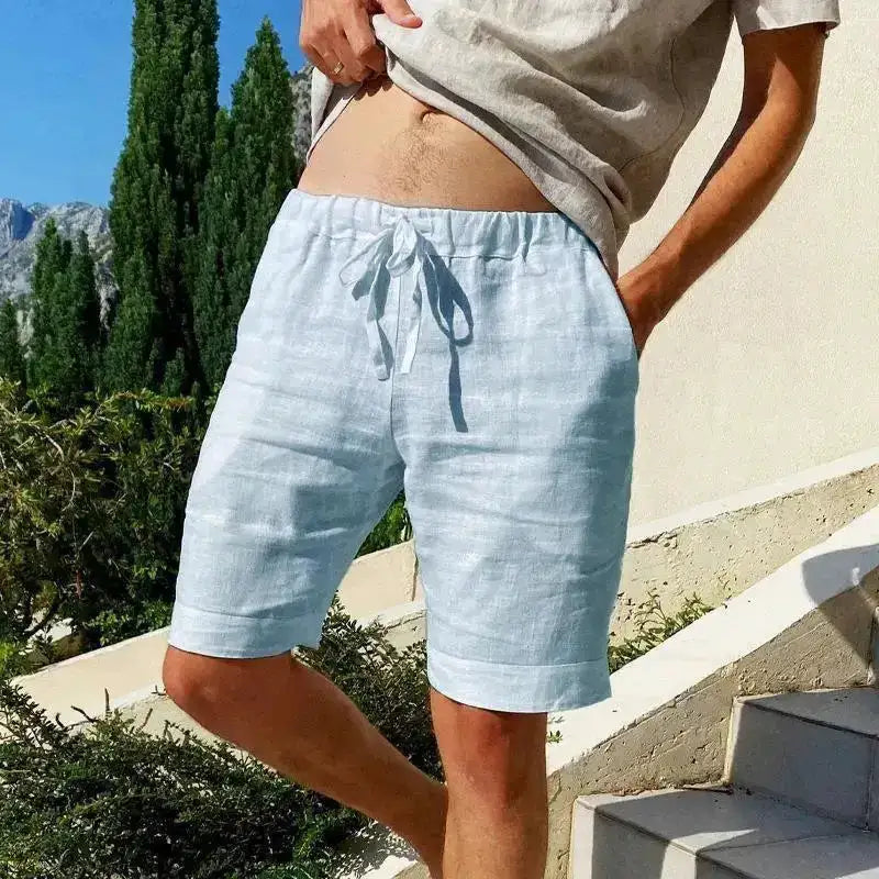 Men's cotton summer shorts in solid color, breathable fabric, casual style, available in sizes S-3XL, from SHOPEZRA L.L.C.