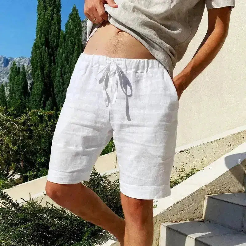 Men's breathable cotton shorts in solid color, summer streetwear with a relaxed fit, available in sizes S to 3XL.
