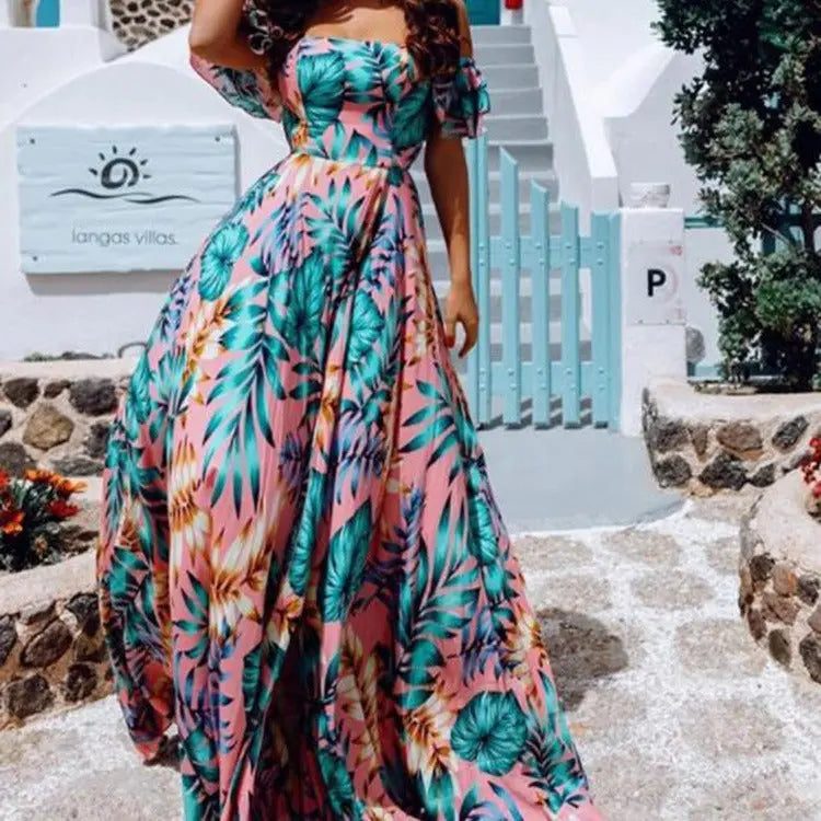 European and American style 2020 summer strapless printed dress by SHOPEZRA L.L.C. for women, featuring a stylish cross-border design.