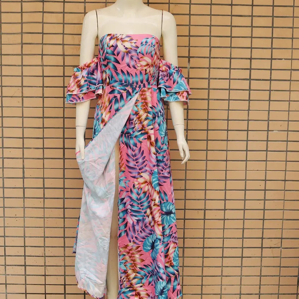 European and American summer strapless printed dress by SHOPEZRA L.L.C., featuring a sexy, stylish cross-border women's dress.