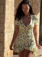 Lady Flare Puff Sleeve V Neck Mini Dress Women Floral Print Sexy Ruched Hem Bodycon Chic Dresses 2026 Party Summer Gowns Petite SHOPEZRA L.L.C.