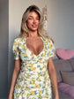 Lady Flare Puff Sleeve V Neck Mini Dress Women Floral Print Sexy Ruched Hem Bodycon Chic Dresses 2026 Party Summer Gowns Petite SHOPEZRA L.L.C.