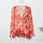Lady Flare Puff Sleeve V Neck Mini Dress Women Floral Print Sexy Ruched Hem Bodycon Chic Dresses 2026 Party Summer Gowns Petite SHOPEZRA L.L.C.