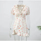 Lady Flare Puff Sleeve V Neck Mini Dress Women Floral Print Sexy Ruched Hem Bodycon Chic Dresses 2026 Party Summer Gowns Petite SHOPEZRA L.L.C.