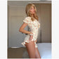Lady Flare Puff Sleeve V Neck Mini Dress Women Floral Print Sexy Ruched Hem Bodycon Chic Dresses 2026 Party Summer Gowns Petite SHOPEZRA L.L.C.