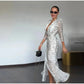 Lace Trim Satin Peplum Midi Dress Deep V-Neck Puff Sleeve A-Line 2026 Spring Summer Chic Elegant Romantic Women Cocktail Dress SHOPEZRA L.L.C.