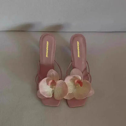Trendy Travel Beach Sandals European and American Style 2026 New Floral Decoration Thong High-Heeled Sandals for Women Summer Outdoor Wear Fashion by Dropshipman