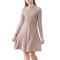 TATAKERI girls ribbed mock neck sweater dress in pink, long sleeve and stylish design, perfect for fall and winter wear.