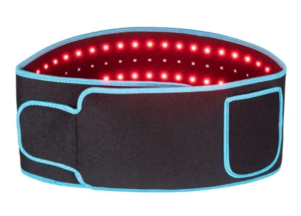 Pink LED infrared belt therapy device by SHOPEZRA L.L.C. designed for targeted infrared heat therapy on the waist.