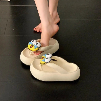 Cartoon Cute Flip-Flops for Women, Summer Outdoor Wear, 2026 New Versatile Beach Thong Sandals, Non-Slip Thick-Soled Slippers by Dropshipman