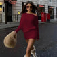 Dulzura Sexy Long Sleeve Mini Dress Oblique Shoulder Solid Simple Dresses Party Club Birthday Vacation Date Y2K Women Clothes SHOPEZRA L.L.C.