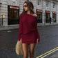 Dulzura Sexy Long Sleeve Mini Dress Oblique Shoulder Solid Simple Dresses Party Club Birthday Vacation Date Y2K Women Clothes SHOPEZRA L.L.C.