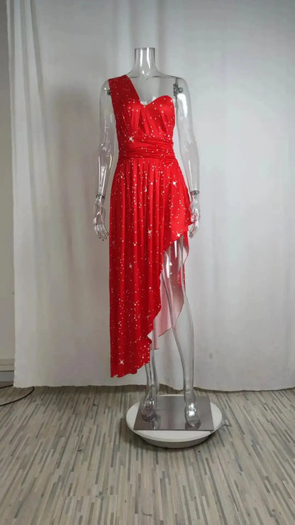 Elegant Dress Vestidos Dresses 2025 Woman Off Shoulder Solid Color Sleeveless Banquet Irregular Hem Temperament Commuting Slim by Dropshipman