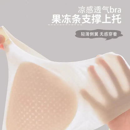 Summer Breathable Large Size Underwear Anti-Sagging Thin Push-Up Jelly Underwear Upper Support Breast Fixed Cup Women&