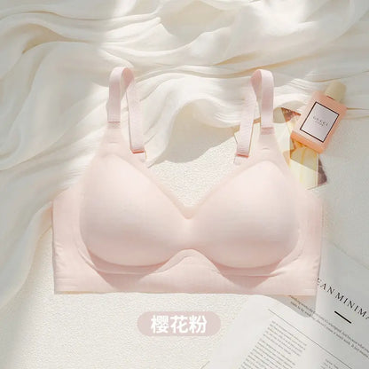 Summer Breathable Large Size Underwear Anti-Sagging Thin Push-Up Jelly Underwear Upper Support Breast Fixed Cup Women&