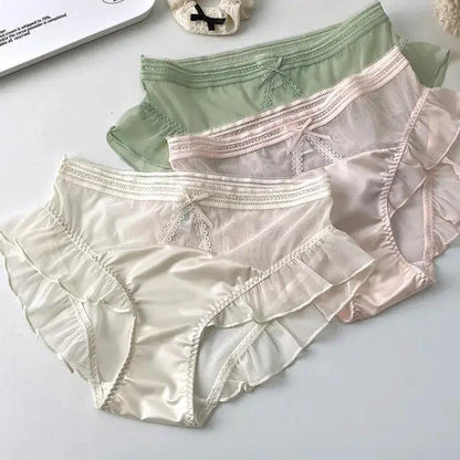 New recommend pure sexy lace translucent underwear mesh ruffled women&