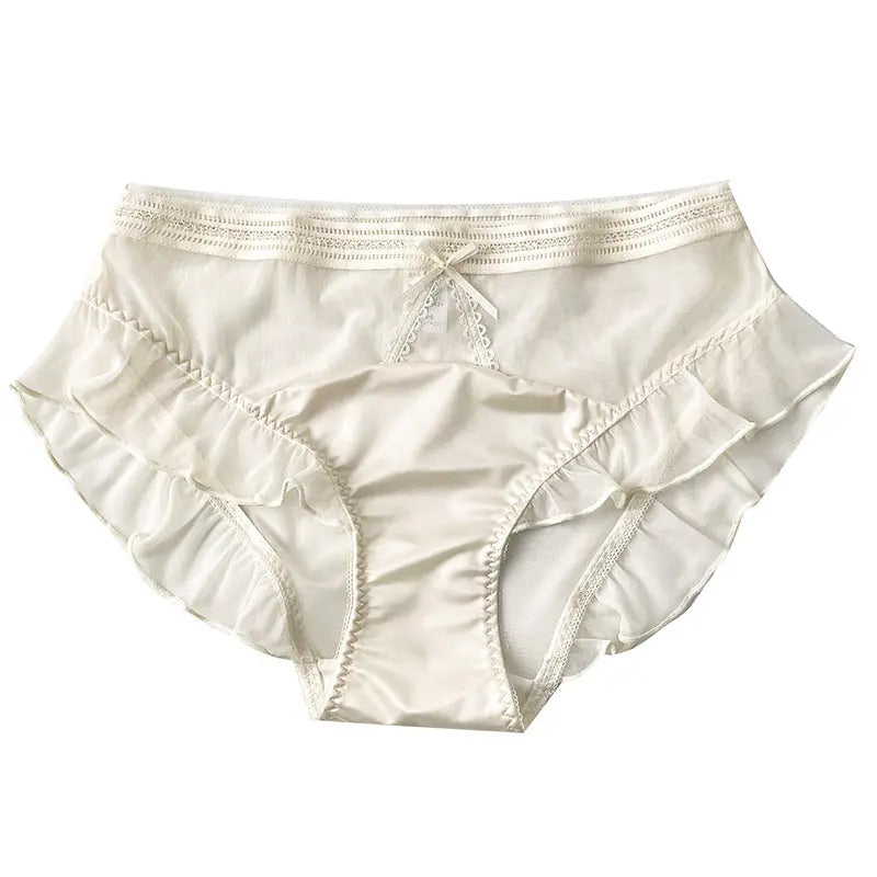 New recommend pure sexy lace translucent underwear mesh ruffled women&