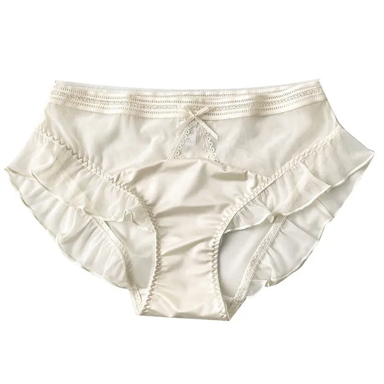 New recommend pure sexy lace translucent underwear mesh ruffled women&