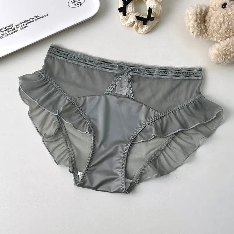 New recommend pure sexy lace translucent underwear mesh ruffled women&